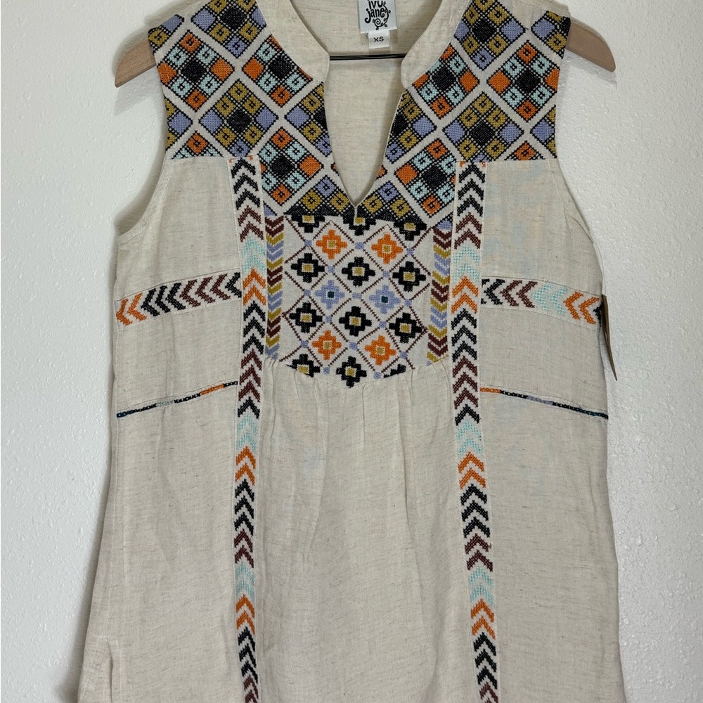 Embroidered Sleeveless Top - Multicolor, Size XS